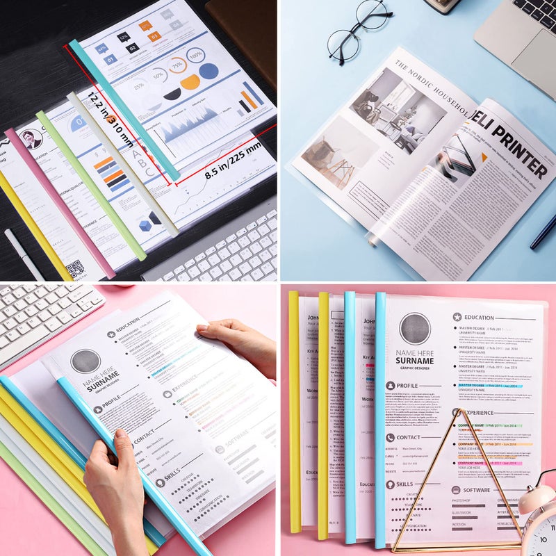STAPENS Report Covers with Sliding Bar, Clear Paper Protector Sleeves, 12.2 x 8.5 Inch (10 PCs) - Image 5